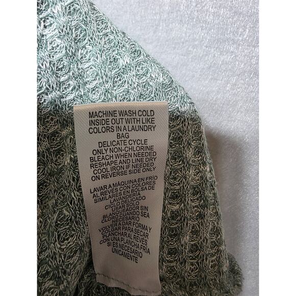 Democracy Women's Large Sage Green Waffle Knit Twist Front Long Sleeve Top - Picture 7 of 10